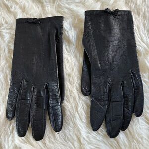 ARIS Leather Gloves With a Bow Made in Germany 6.5